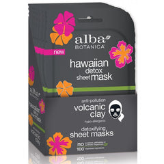 Alba Botanica Hawaiian Detox Sheet Mask Anti-Pollution Volcanic Clay 8 Sheets CASE