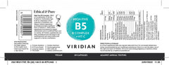 Viridian HIGH B5 B Complex + Magnesium Ascorbate 30's