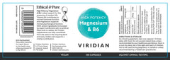 Viridian High Potency Magnesium & B6 120's