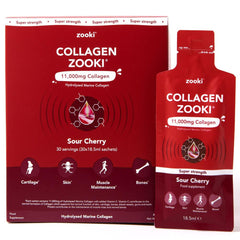 Zooki Collagen Zooki 11,000mg Collagen Sour Cherry 30x18.5ml Sachets (CASE)
