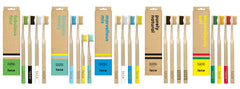 F.E.T.E 4 Bamboo Toothbrushes Medium Charcoal & Bamboo