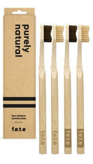 F.E.T.E 4 Bamboo Toothbrushes Medium Charcoal & Bamboo