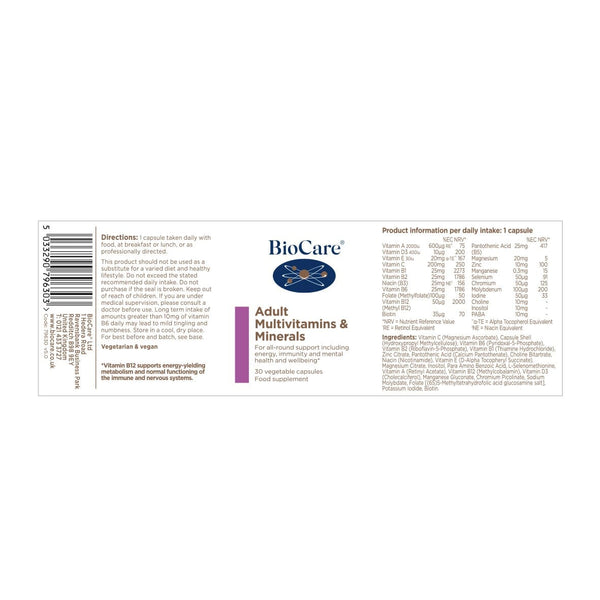 BioCare Adult Multivitamins & Minerals 30s