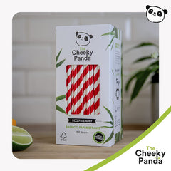 Cheeky Panda  Eco Friendly Bamboo Paper Straws 250 Pack (Red)