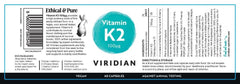 Viridian Vitamin K2 100ug 60s