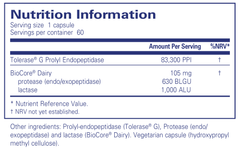 Pure Encapsulations Gluten Dairy Enzymes 60s