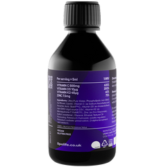 Lipolife LVC3 Vitamin C, D3, K2 Plus Zinc Orange Flavour 240ml (Liposomal)