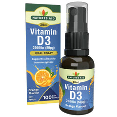 Natures Aid Vitamin D3 2000iu (50ug) Oral Spray Orange Flavour 30ml
