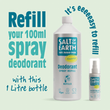 Salt of the Earth Unscented Natural Deodorant Spray Refill 1 Litre