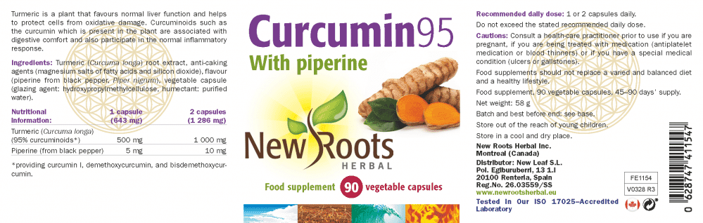 New Roots Herbal Curcumin 95 with Piperine 90s