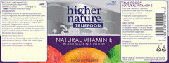 Higher Nature True Food Natural Vitamin E 180's