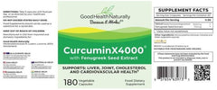 Good Health Naturally CurcuminX4000 With Fenugreek Seed Extract 180s