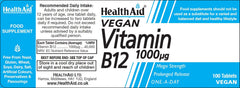 Health Aid Vegan Vitamin B12 1000ug 100s