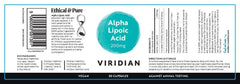 Viridian Alpha Lipoic Acid 200mg 30s