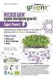 Teeny Greeny Microfarm Organic Microgreen Grow Kit 'Super Powers' (Broccoli, Red Cabbage, Kale)