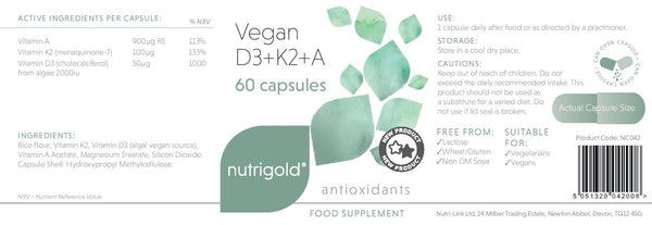 Nutrigold Vegan D3+K2+A 60s
