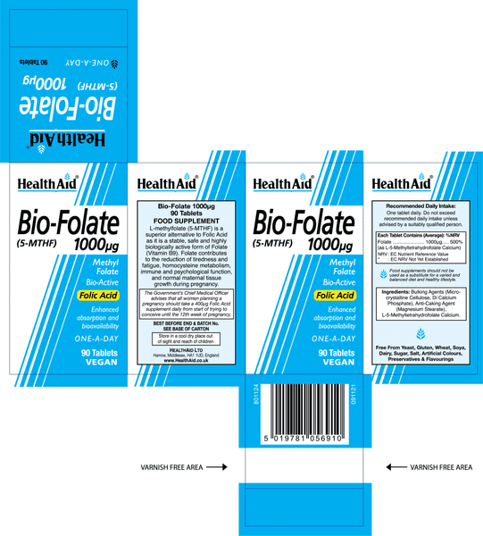 Health Aid Bio-Folate (5-MTHF) 1000ug 90s