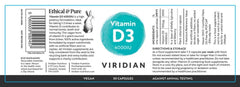 Viridian Vitamin D3 4000iu 30s