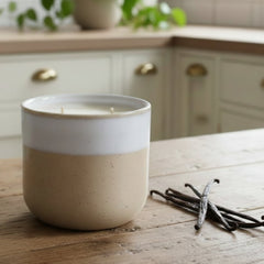 Hayes & White Herbal Alchemy Essential Oil Candle | Luxury Ceramic Pot – Beige | 500g | Lavender & Sage | Soy Wax