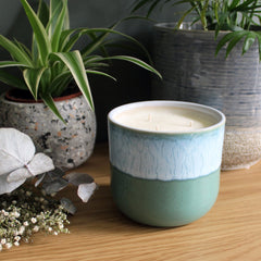 Hayes & White Herbal Alchemy Essential Oil Candle | Luxury Ceramic Pot – Green | 500g | Lavender & Sage | Soy Wax