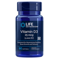 Life Extension Vitamin D3 25mcg (1,000 IU) - 90 Softgels