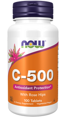 NOW Foods Vitamin C-500 with Rose Hips - 100 Tablets