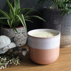 Hayes & White Herbal Alchemy Essential Oil Candle | Luxury Ceramic Pot – Pink | 500g | Lavender & Sage | Soy Wax