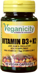 Veganicity Vitamin D3 (1500iu) 38µg + K2 (MK-7) 75µg
