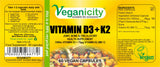 Veganicity Vitamin D3 (1500iu) 38µg + K2 (MK-7) 75µg