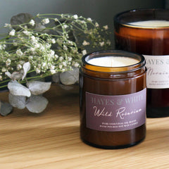 Hayes & White Wild Rosarium Essential Oil Candle | Medium – 180g | Rose & Geranium | Soy Wax | Hand-Poured in Sussex