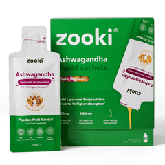 Zooki Ashwagandha Liquid Sachets Passion Fruit Flavour 30x15ml CASE