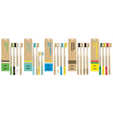 F.E.T.E Bamboo Toothbrushes Purely Natural Set of 4 Medium Bristles