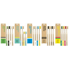 F.E.T.E Bamboo Toothbrushes Purely Natural Set of 4 Medium Bristles