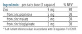 Biogena 3-Salt Zinc 9 mg 60's