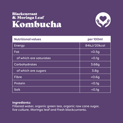 Booyah Vitality Kombucha Blackcurrant & Moringa Leaf 24 x 330ml CASE