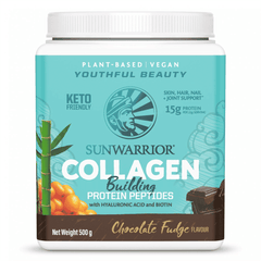 Sunwarrior Collagen Building Protein Peptides Chocolate Fudge 500g