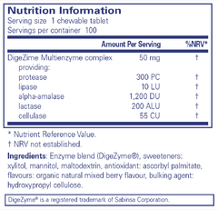Pure Encapsulations Digestive Enzymes Chewable 100's