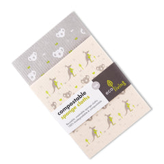ecoLiving Compostable Sponge Cloths Kangaroos (2 Pack)