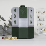Weekly Rotating Vitamin Dispenser with Box and Lid – Forest Green