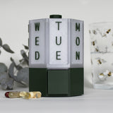 Weekly Rotating Vitamin Dispenser with Box and Lid – Forest Green