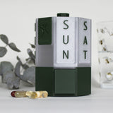 Weekly Rotating Vitamin Dispenser with Box and Lid – Forest Green