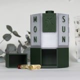 Weekly Rotating Vitamin Dispenser with Box and Lid – Forest Green