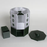 Weekly Rotating Vitamin Dispenser with Box and Lid – Forest Green