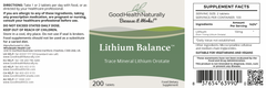 Good Health Naturally Lithium Balance 200's