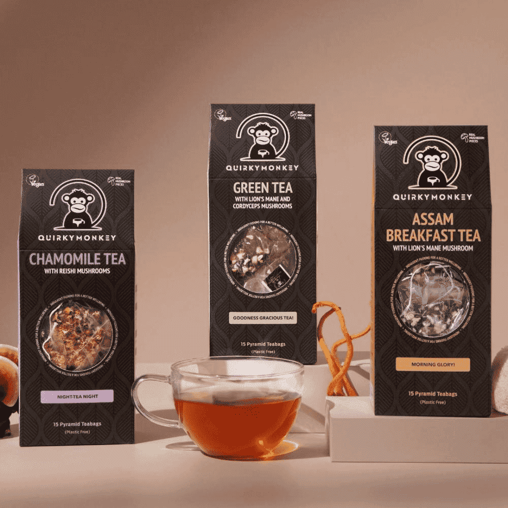 Quirky Monkey Green Tea with Lion's Mane and Cordyceps Mushrooms 15 Py