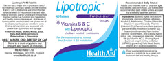 Health Aid Lipotropic Vitamins B&C with Lipotropics 60's