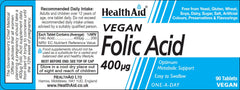 Health Aid Vegan Folic Acid 400ug 90's