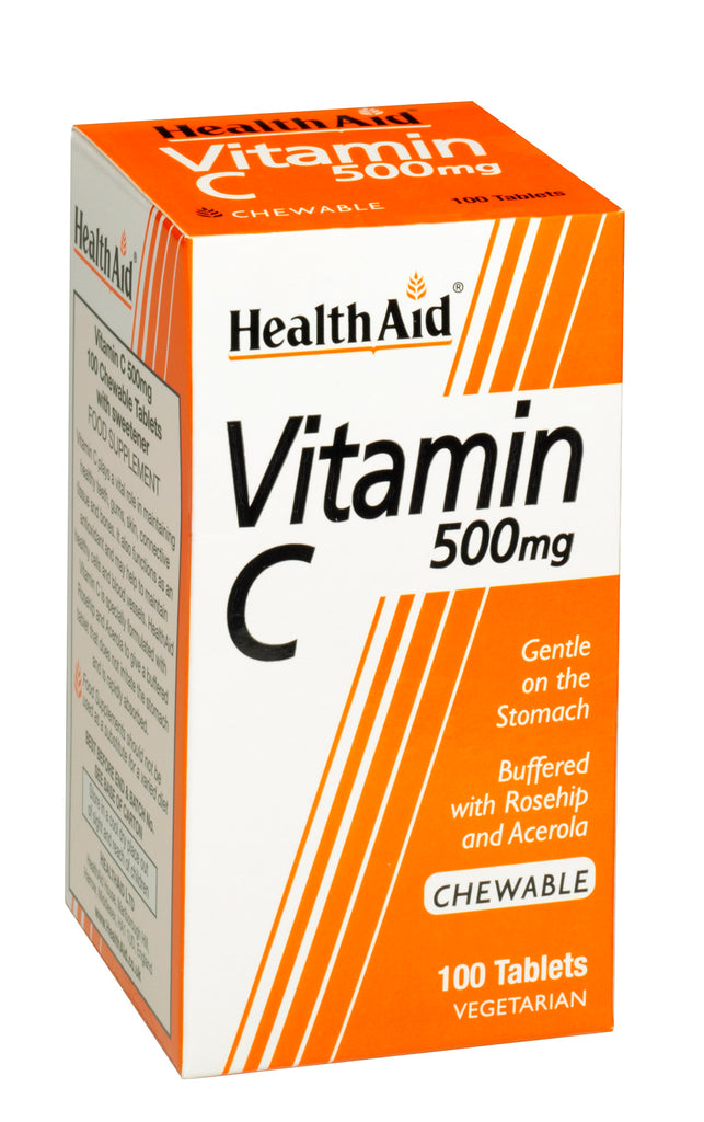 Health Aid Vitamin C 500mg Chewable Orange Flavour 100's