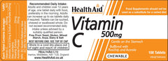 Health Aid Vitamin C 500mg Chewable Orange Flavour 100's