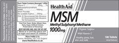 Health Aid MSM MethylSulphonylMethane 1000mg 180's